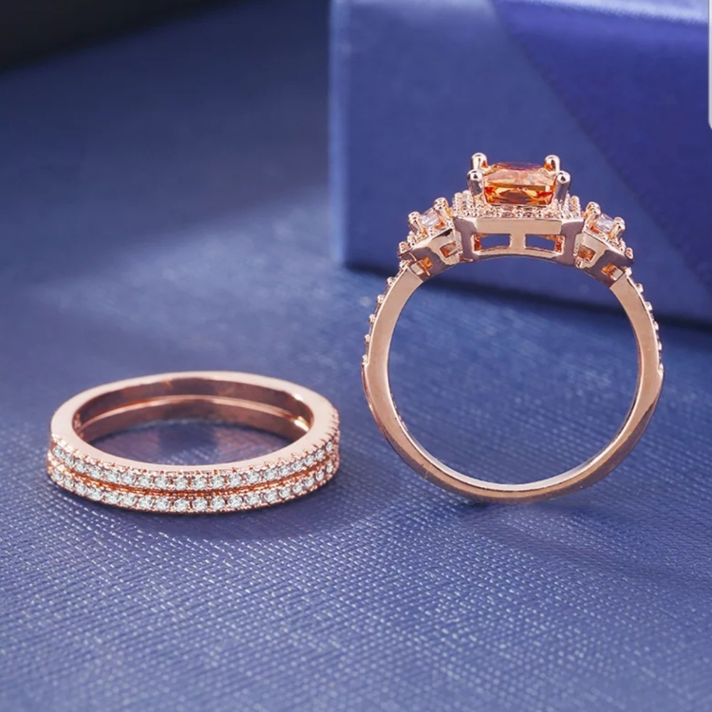 New rose gold color princess wedding ring set💍 - Picture 7 of 7